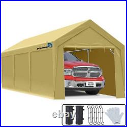 Peaktop Outdoor Storage Carport 10'x20' Heavy Duty Shed Car Shelter Canopy Beige