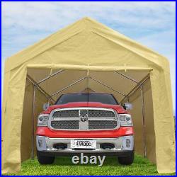 Peaktop Outdoor Storage Carport 10'x20' Heavy Duty Shed Car Shelter Canopy Beige