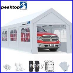 Peaktop Outdoor White Carport Canopy Tent Garage 10'x20' Car Shelter With Windows