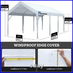 Peaktop Outdoor White Carport Canopy Tent Garage 10'x20' Car Shelter With Windows