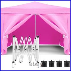 Pink 10x10 Carport Canopy with Sidewalls Party Wedding BBQ Gazebo Commercial Tent
