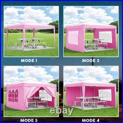 Pink 10x10 Carport Canopy with Sidewalls Party Wedding BBQ Gazebo Commercial Tent