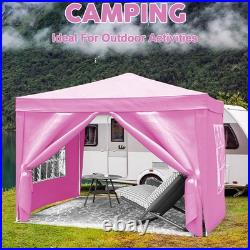Pink 10x10 Carport Canopy with Sidewalls Party Wedding BBQ Gazebo Commercial Tent