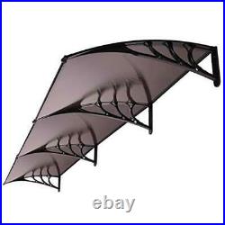 Polycarbonate Window Door Awning Canopy with Black 40 Inch x 120 Inch Brown
