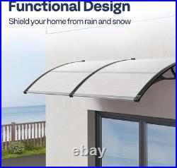 Polycarbonate Window Door Awning Spliced Canopy Transparent with Black Bracke Polycarbonate Window Door Awning Spliced Canopy Transparent with Black Bracke