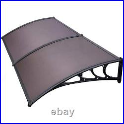 Polycarbonate Window Door Outdoor Awning Canopy with black Bracket 40x80 Brown