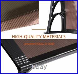 Polycarbonate Window Door Outdoor Awning Canopy with black Bracket 40x80'' Brown