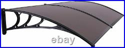 Polycarbonate Window Door Outdoor Awning Canopy with black Bracket 40x80'' Brown