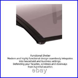 Polycarbonate Window Door Outdoor Awning Canopy with black Bracket 40x80 Brown