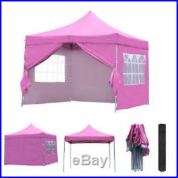 Pop Up 10'X10' Outdoor Canopy Party Wedding Tent Pink Patio Gazebo with4 Side Wall