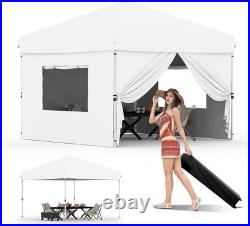 Pop Up Canopy 10 X 10 Ft Waterproof PORTABLE Shade Tent White Outdoor