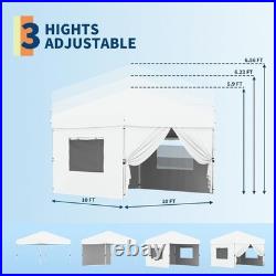 Pop Up Canopy 10 X 10 Ft Waterproof PORTABLE Shade Tent White Outdoor