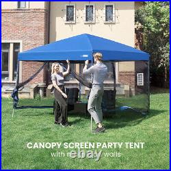 Pop Up Canopy 10'X10' Party Wedding Tent Mesh Patio Gazebo With Sandbags, 3-Height