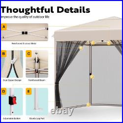 Pop Up Canopy 10' x 10' Gazebo Screen Tent with Net, 2 Zipper Doors, Roller Bag