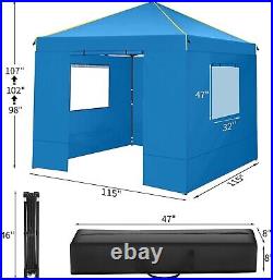 Pop Up Canopy 10x10 Instant Gazebo Picnic Party Tent with 4 Removable Sidewalls