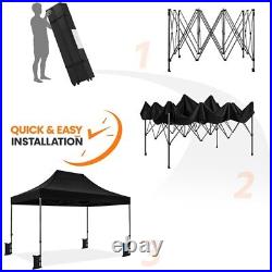 Pop Up Canopy 10x15' Heavy Duty Commercial Tent Adjustable Instant Canopy Black