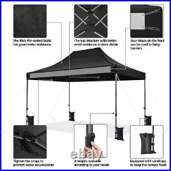 Pop Up Canopy 10x15' Heavy Duty Commercial Tent Adjustable Instant Canopy Black