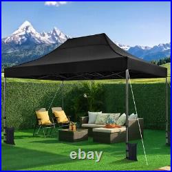 Pop Up Canopy 10x15' Heavy Duty Commercial Tent Adjustable Instant Canopy Black