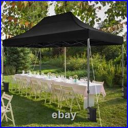 Pop Up Canopy 10x15' Heavy Duty Commercial Tent Adjustable Instant Canopy Black