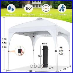 Pop Up Canopy Tent, 8x8ft Portable Instant Adjustable Canopy with Wheeled Bag