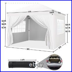 Pop Up Canopy Tent With4 Sidewalls 8x8 Camping Instant Adjustable Canopy withSandbag