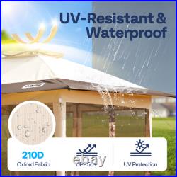Pop Up Gazebo 10x10ft Outdoor Canopy Tent with Mosquito Netting & 2 Tiers Roof