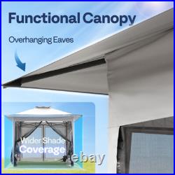 Pop Up Gazebo 10x10ft Outdoor Canopy Tent with Mosquito Netting & 2 Tiers Roof