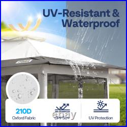 Pop Up Gazebo 10x10ft Outdoor Canopy Tent with Mosquito Netting & 2 Tiers Roof