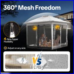 Pop Up Gazebo 10x10ft Outdoor Canopy Tent with Mosquito Netting & 2 Tiers Roof