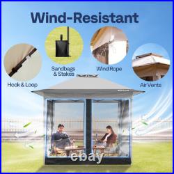 Pop Up Gazebo 10x10ft Outdoor Canopy Tent with Mosquito Netting & 2 Tiers Roof