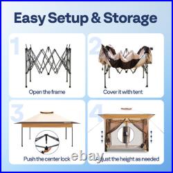 Pop Up Gazebo 10x10ft Outdoor Canopy Tent with Mosquito Netting & 2 Tiers Roof