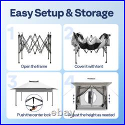 Pop Up Gazebo 10x10ft Outdoor Canopy Tent with Mosquito Netting & 2 Tiers Roof