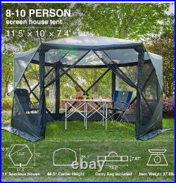 Pop Up Gazebo Screen House Tent for Camping 11.5 ft for 8-10 Person Instant