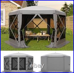Pop Up Gazebo Tent 12X12 FT Patio Camping Canopy 6 Sided Sun Shelter