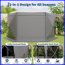 Pop Up Gazebo Tent 12X12 FT Patio Camping Canopy 6 Sided Sun Shelter