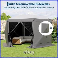 Pop Up Gazebo Tent 12X12 FT Patio Camping Canopy 6 Sided Sun Shelter