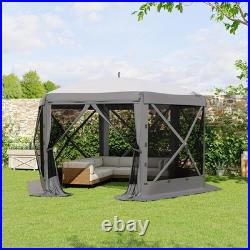 Pop Up Gazebo Tent 12X12 FT Patio Camping Canopy 6 Sided Sun Shelter