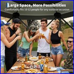 Pop Up Gazebo Tent 12X12 FT Patio Camping Canopy 6 Sided Sun Shelter