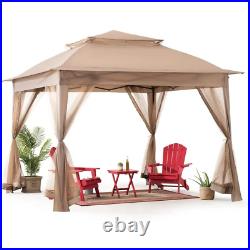 Pop-Up Instant Gazebo 10x10 ft Outdoor Portable Steel 2-Tier Top Canopy Tent