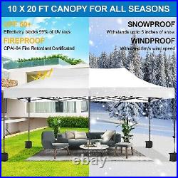 Pop up Canopy 10x20ft Heavy Duty Gazebo Instant Commercial Tent Frame Thickened