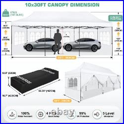 Pop up Canopy 10x30 Heavy Duty Commercial Tent with 8 Sidewalls Thickened Frame
