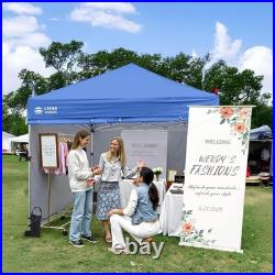 Pop up Canopy Tent, 8X8 Commercial Canopy Tent with 4 Sidewalls, 4 Wheels, 4 Up