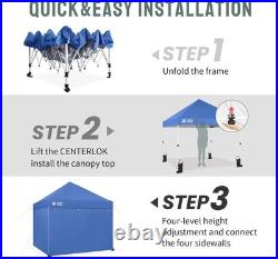 Pop up Canopy Tent, 8X8 Commercial Canopy Tent with 4 Sidewalls, 4 Wheels, 4 Up