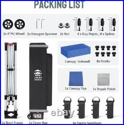 Pop up Canopy Tent, 8X8 Commercial Canopy Tent with 4 Sidewalls, 4 Wheels, 4 Up