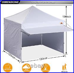 Pop up Canopy Tent with Awning and Sidewalls 10X10 Market -Series, White