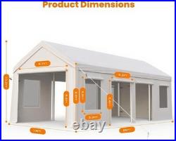 Portable Garage 13x25ft Heavy Duty Carport with Doors Windows for Car Truck