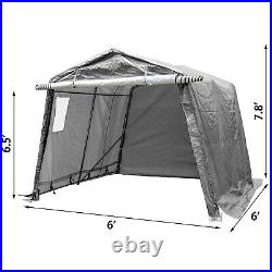 Portable Storage Shed, Portable Garage Shelter, 6x6x7.8 ft Storage Shelter, Grey