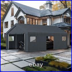 Portable Storage Shelter Garage Storage Shed 13x24x9.6ft & Zipper Door, Carport