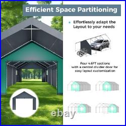 Portable Storage Shelter Garage Storage Shed 13x24x9.6ft & Zipper Door, Carport