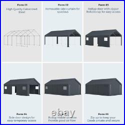 Portable Storage Shelter Garage Storage Shed 13x24x9.6ft & Zipper Door, Carport